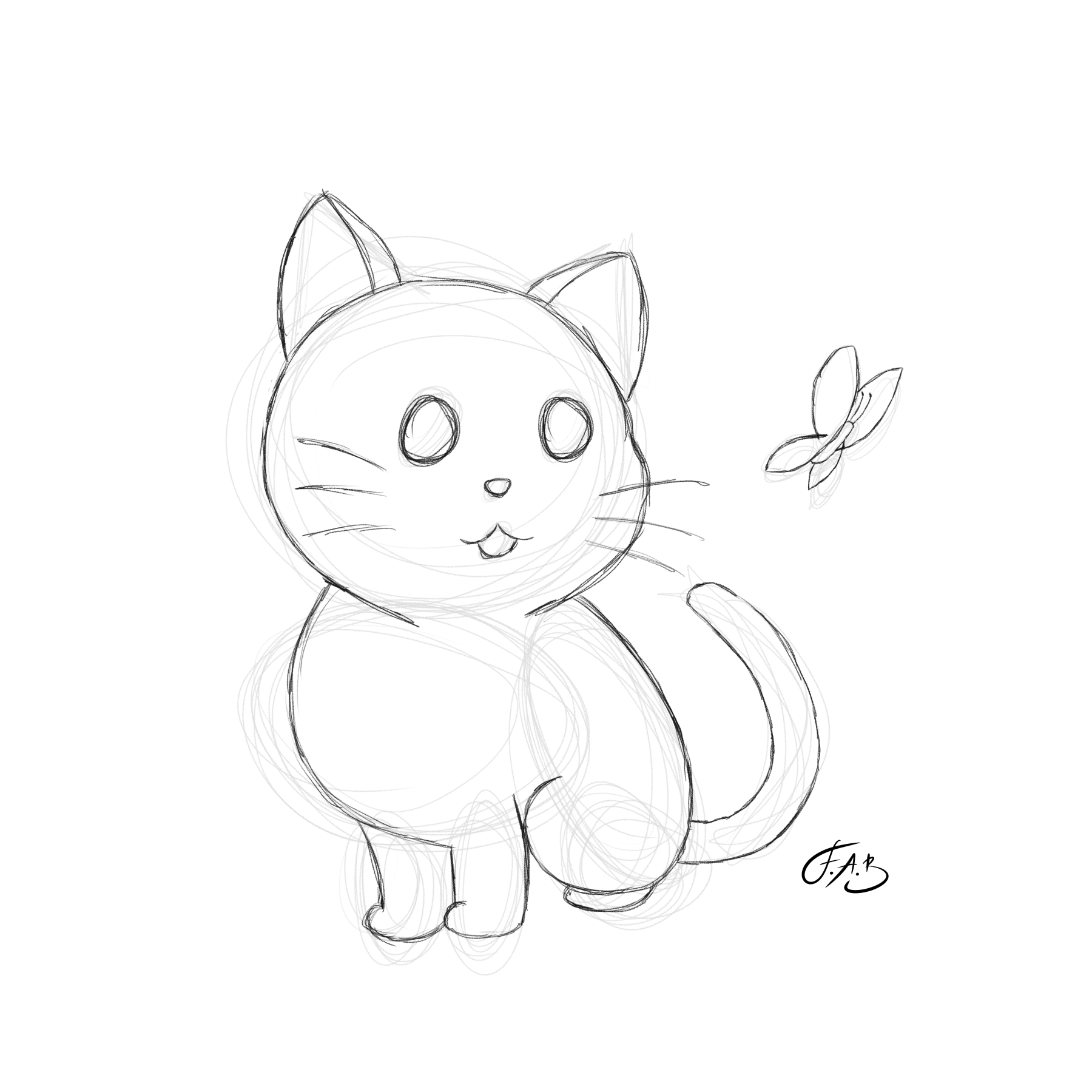 Cat with Butterfly — version 1