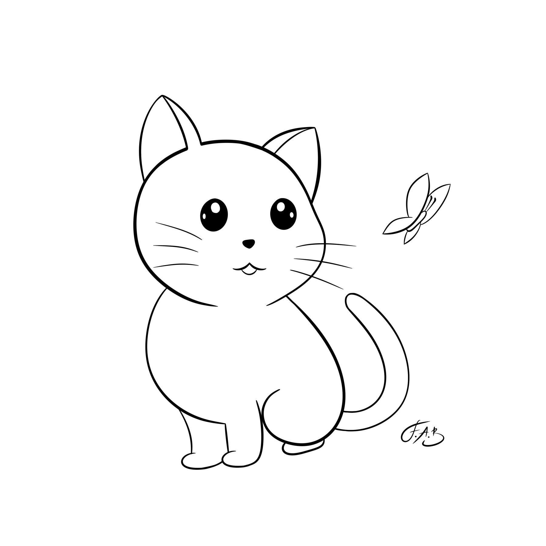 Cat with Butterfly — version 2