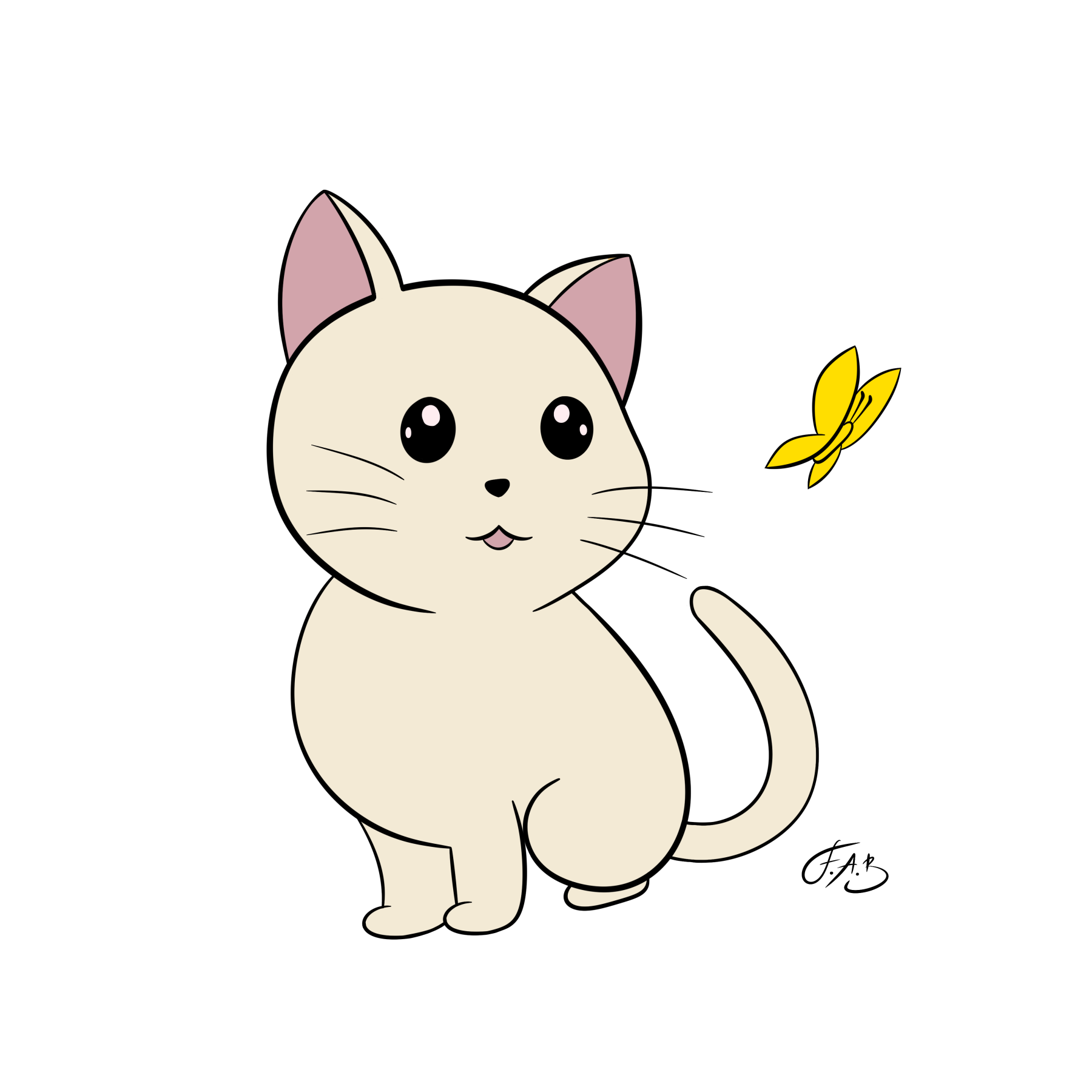 Cat with Butterfly — version 3