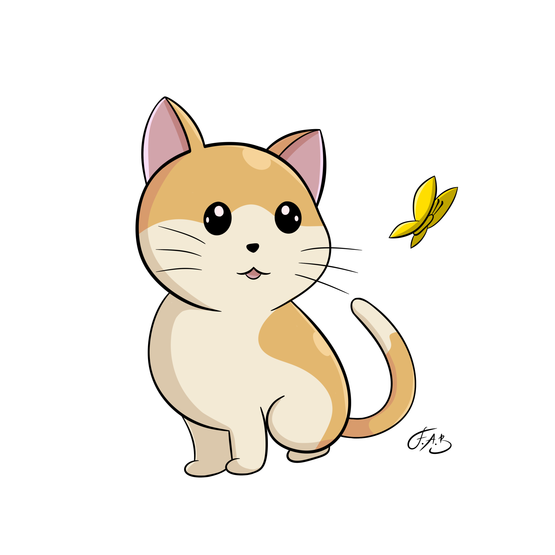 Cat with Butterfly — version 4