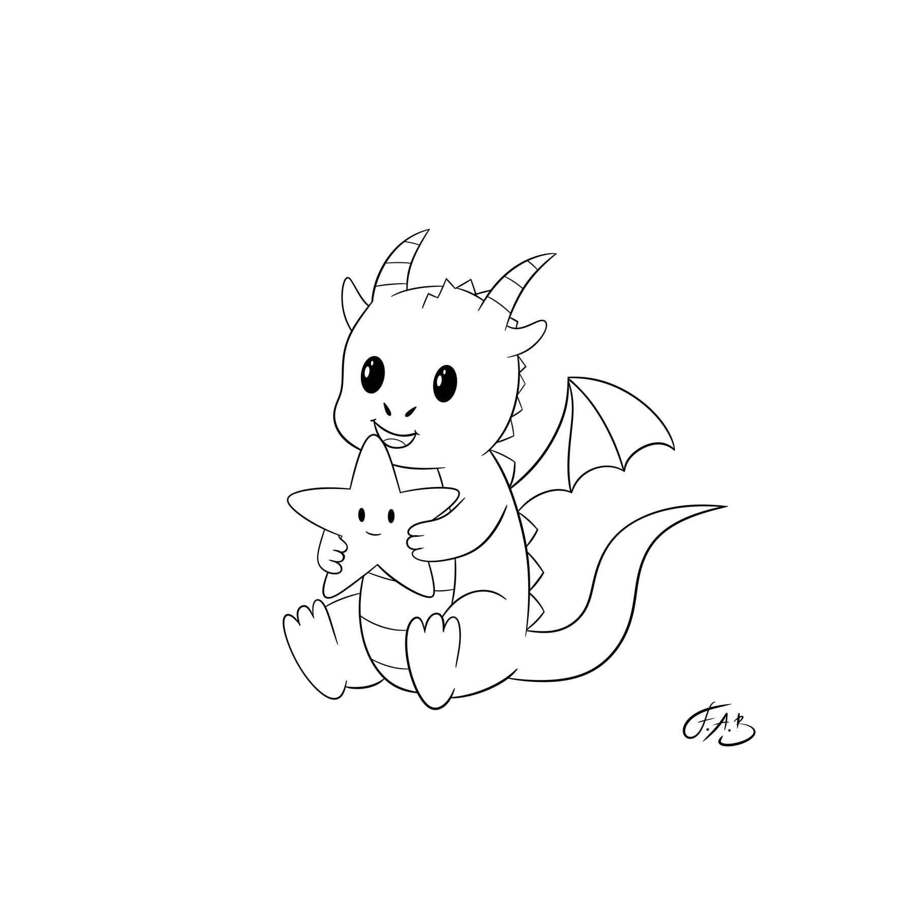 Baby Dragon With Star — version 2